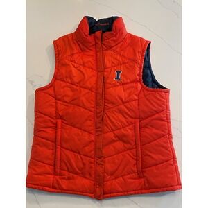 Columbia University of Illinois Fighting Illini Reversible Puffer Vest Womens L